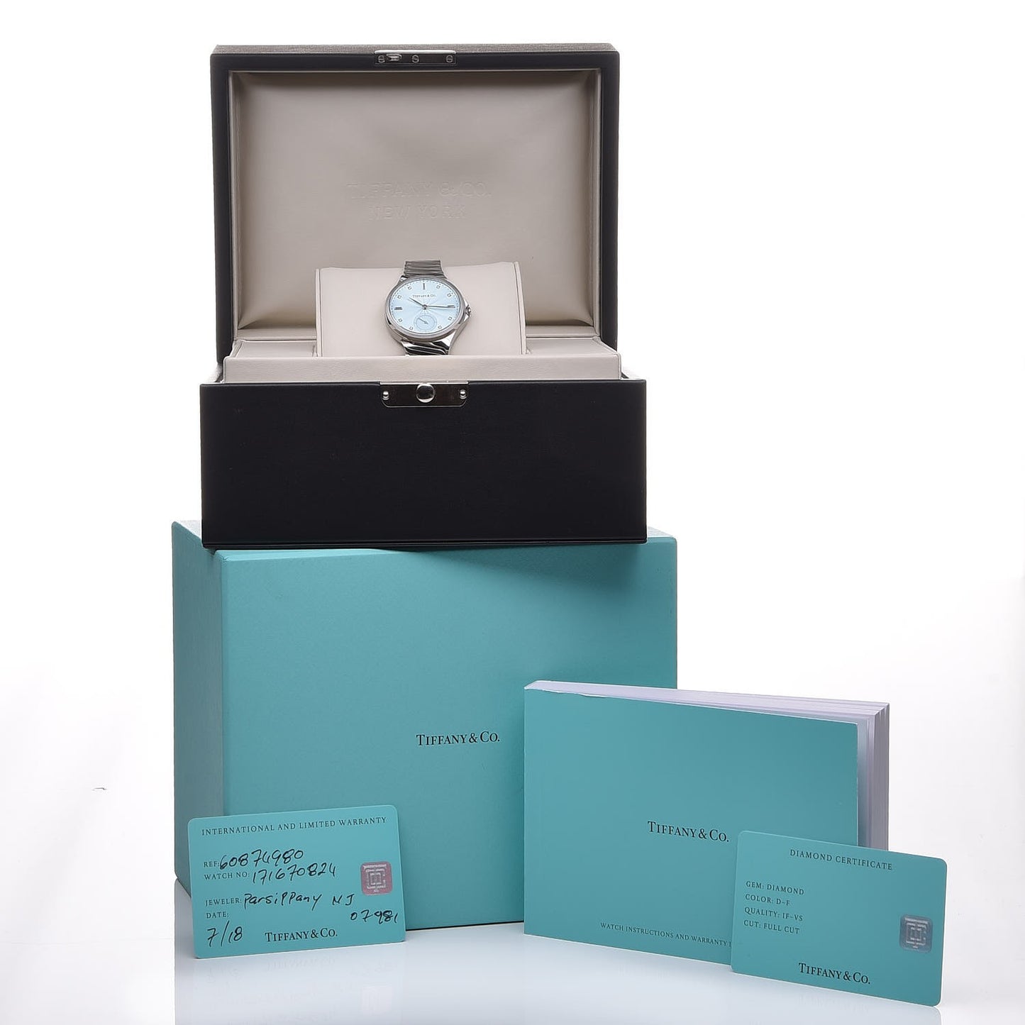 Stainless Steel Diamond 34mm Metro 3-Hand Quartz Watch Ice Blue