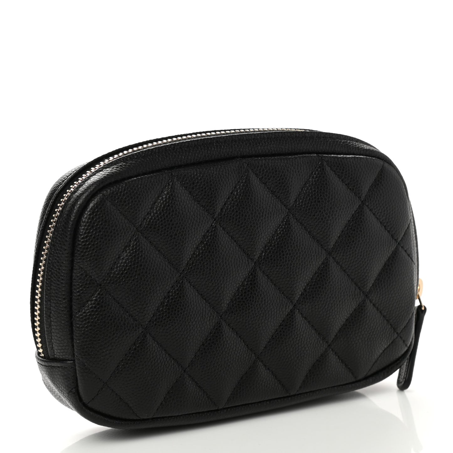 Caviar Quilted Small Curvy Pouch Cosmetic Case Black
