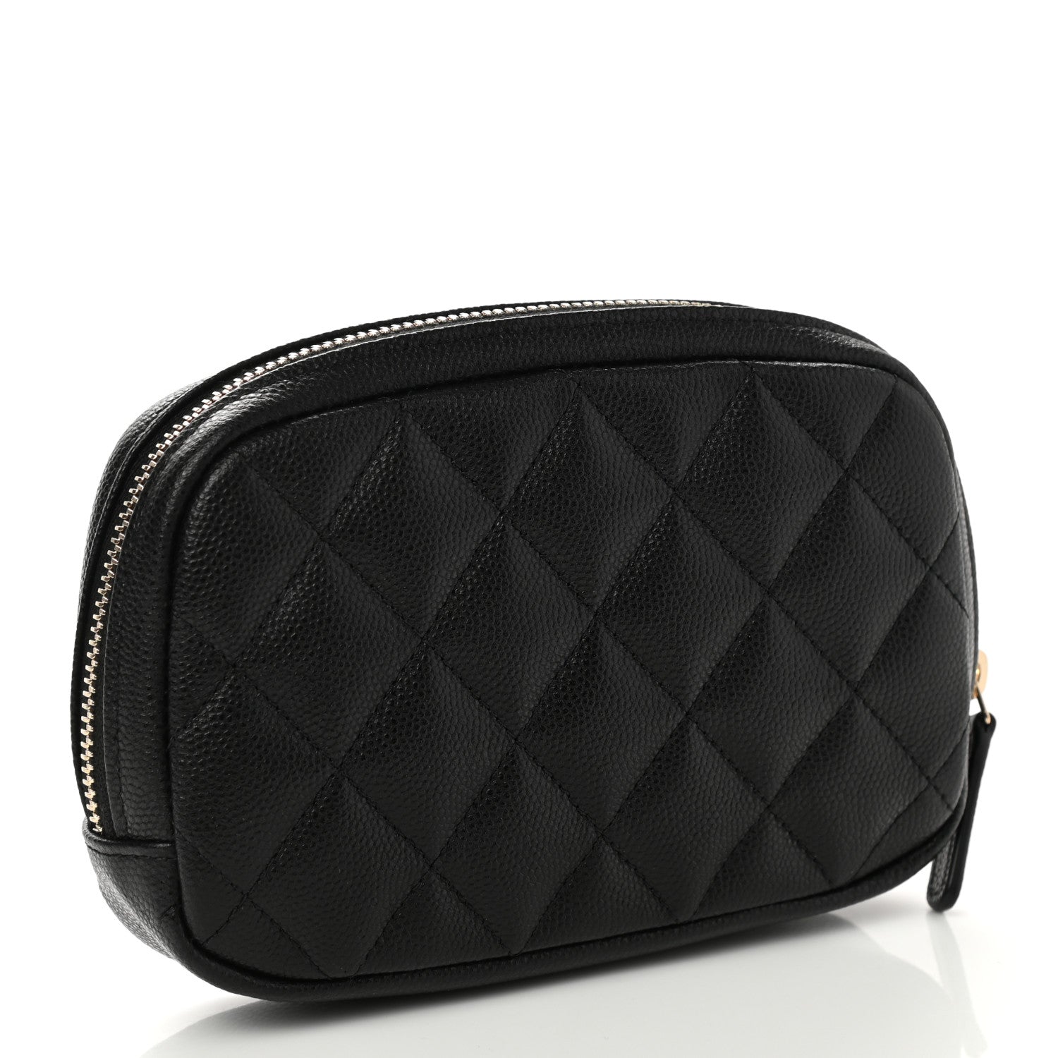 Chanel Caviar Quilted Small Curvy Pouch Cosmetic Case Black 3 of 8