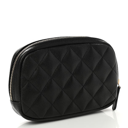 Chanel Caviar Quilted Small Curvy Pouch Cosmetic Case Black 3 of 8