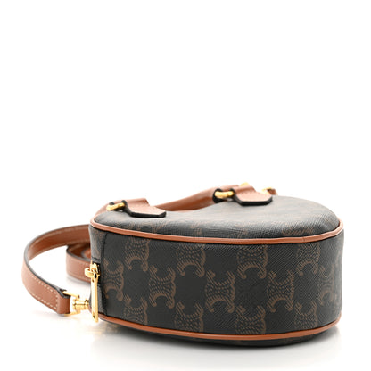 Celine Triomphe Canvas Calfskin Heart Bag Tan 4 of 11