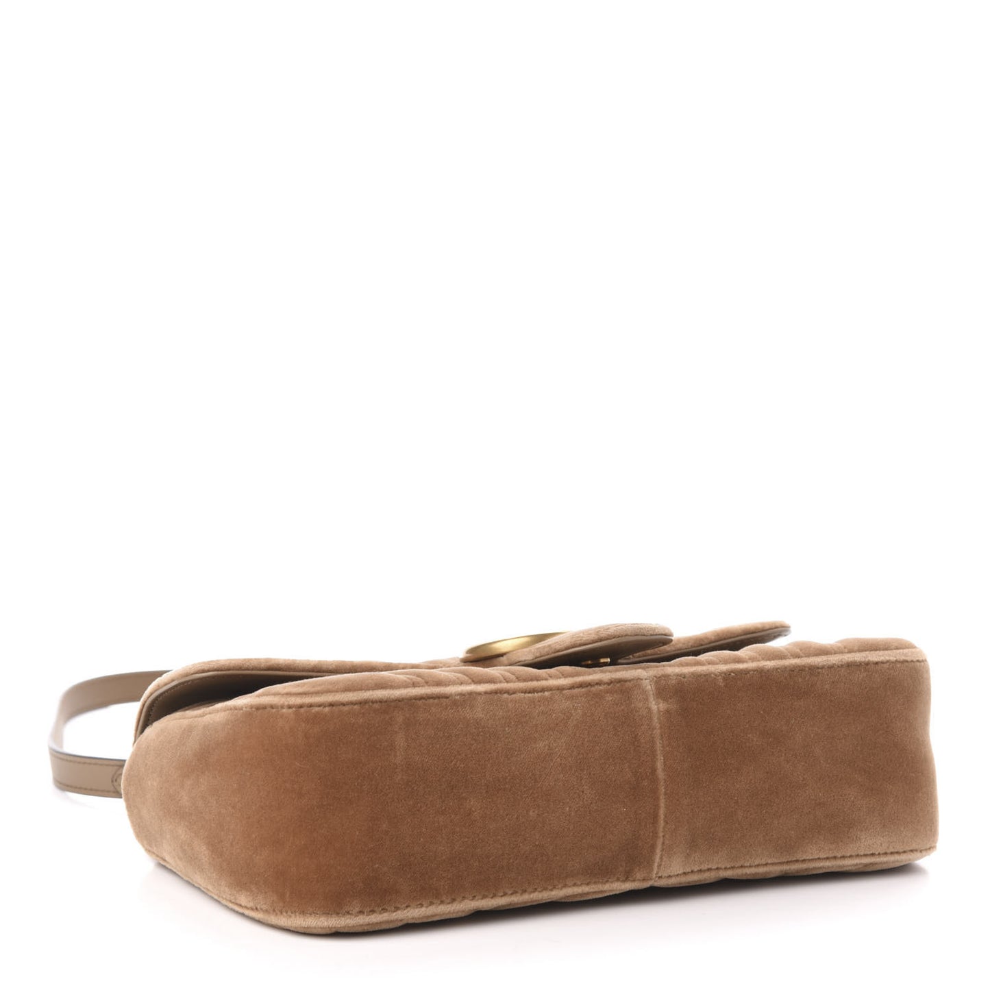 Velvet Matelasse Small GG Marmont Shoulder Bag Taupe