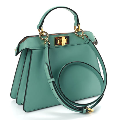 Fendi Vitello Seta Shiny Nappa Plexiglass Small Peekaboo I SEE U Satchel Menta Light Rose 2 of 17