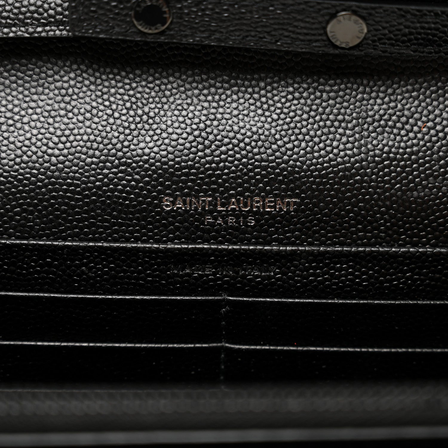 Saint Laurent Grain De Poudre Matelasse Chevron Monogram Monochrome Chain Wallet Black 6 of 11