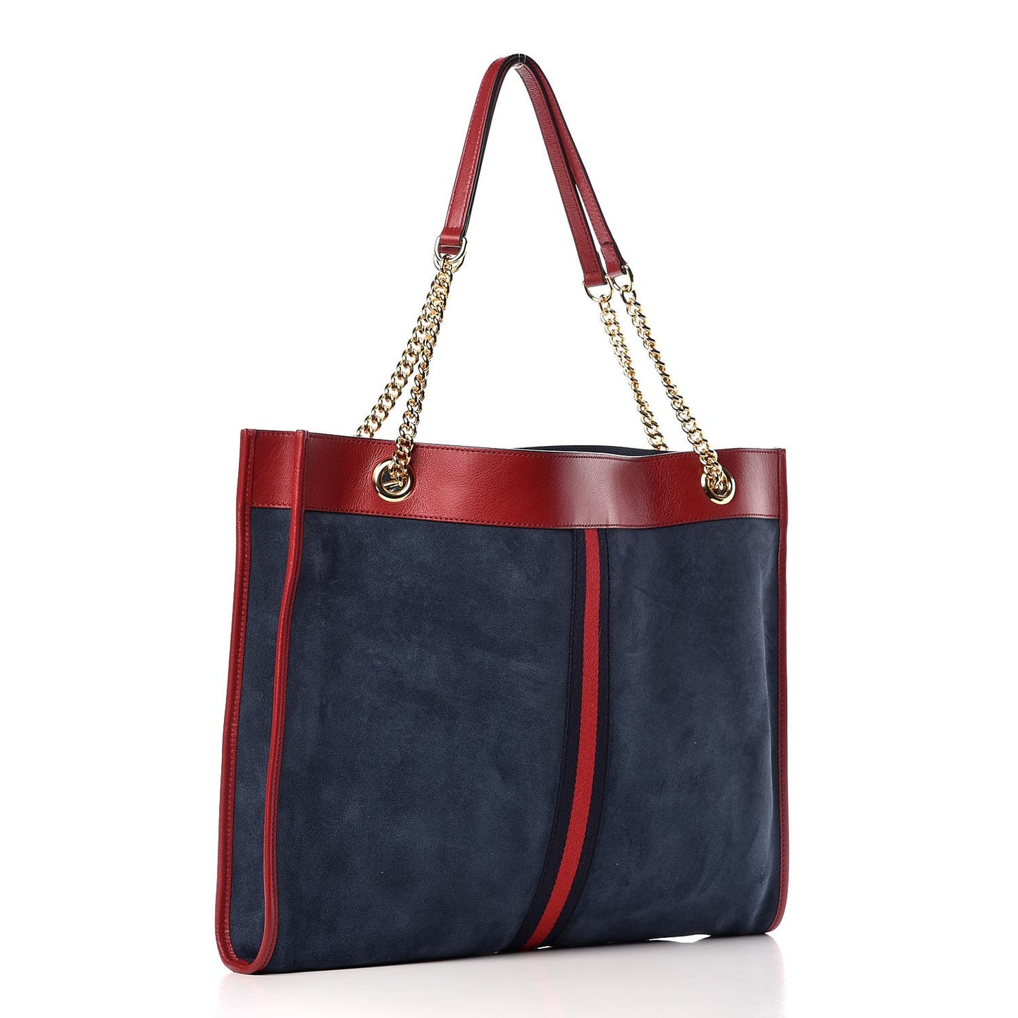 Suede Calfskin Large Rajah Chain Tote New Blue Romantic Cherry