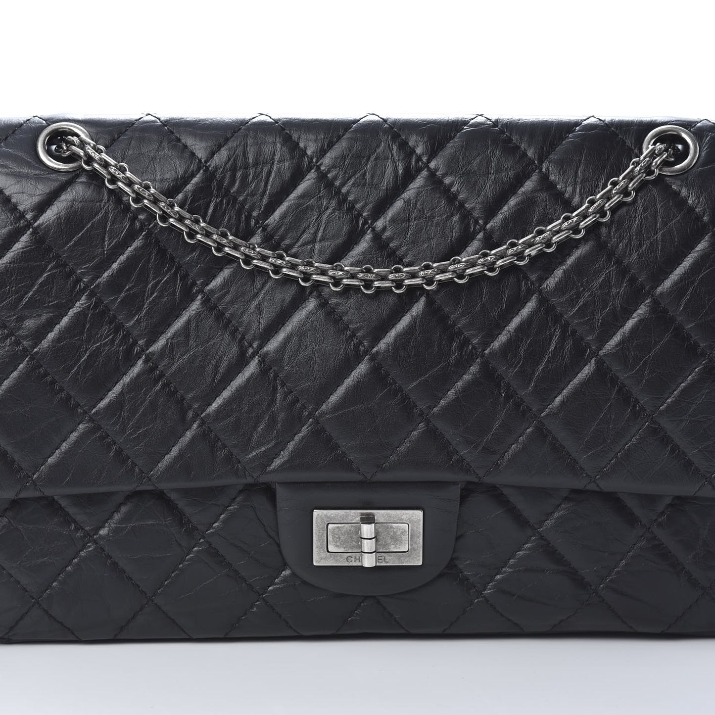 Aged Calfskin Quilted 2.55 Reissue 227 Flap Black