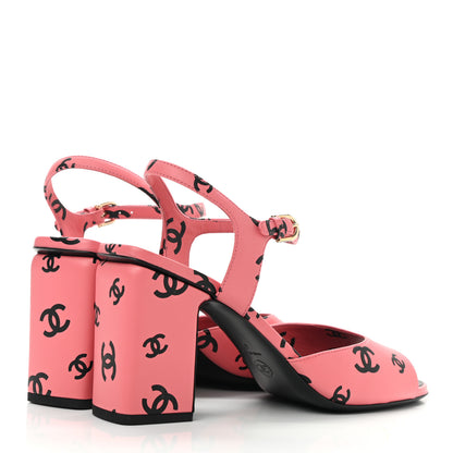 Chanel Printed Lambskin CC Sandals 41 Pink Black 4 of 8