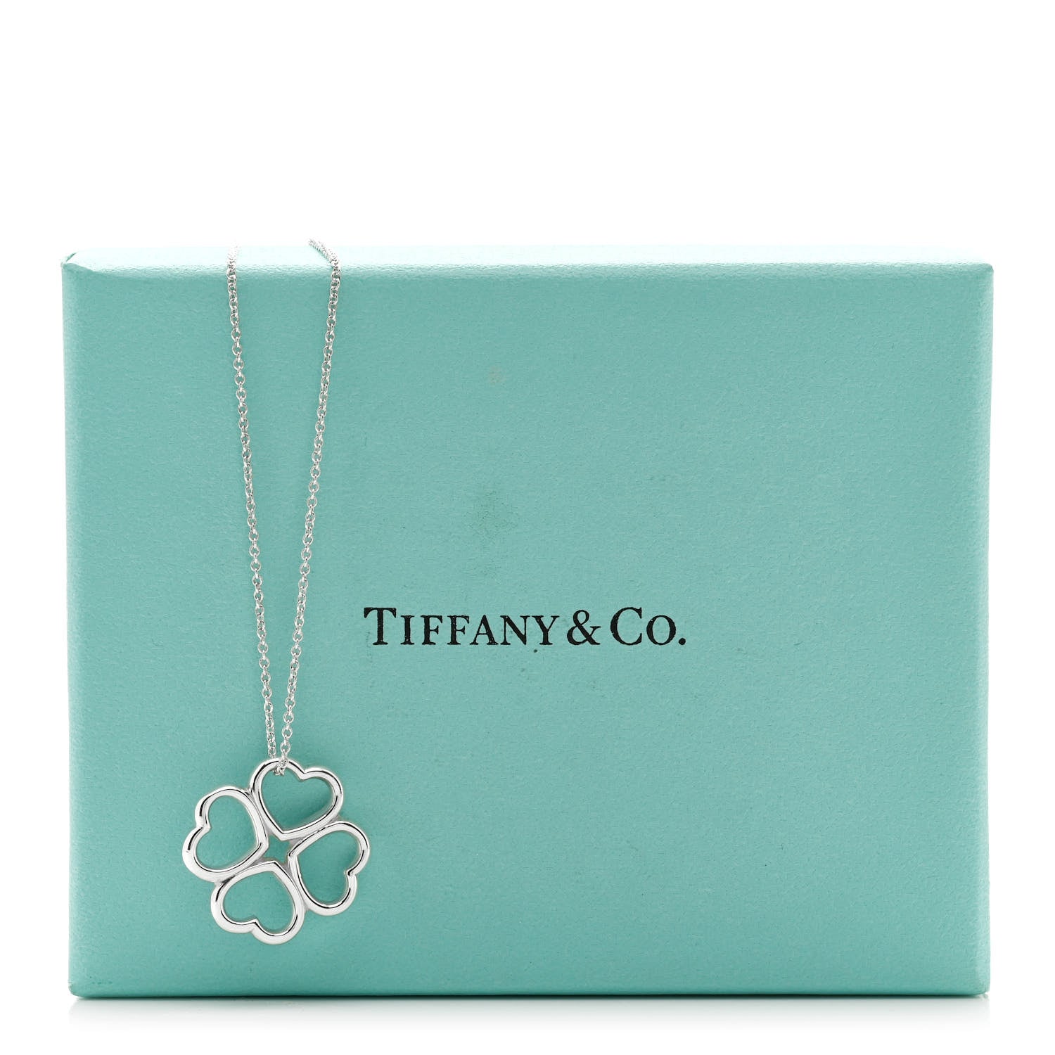 Tiffany Sterling Silver Four Hearts Clover Pendant Necklace 7 of 7