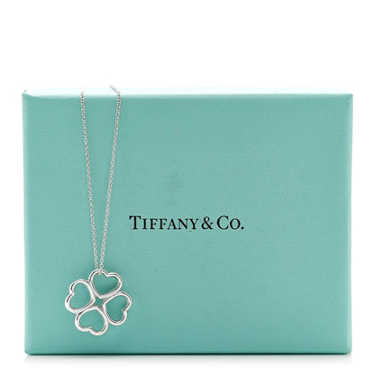 Tiffany Sterling Silver Four Hearts Clover Pendant Necklace 7 of 7