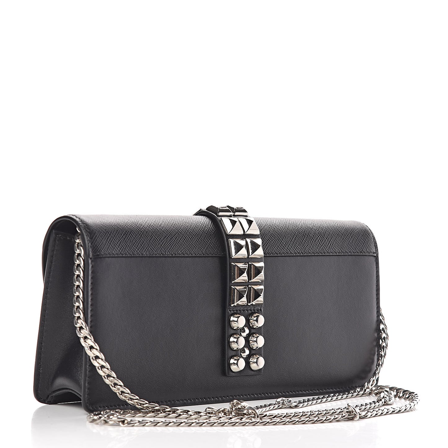 City Calfskin Saffiano Studded Elektra Clutch Black