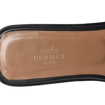 Hermes Box Calfskin Oran Sandals 39 Black 8 of 10