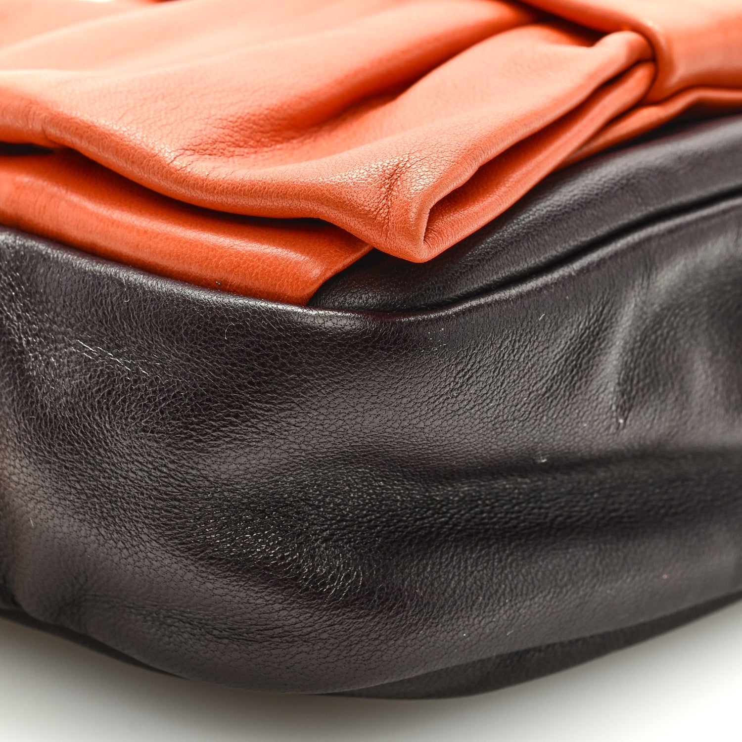 Prada Nappa Zippers Bow Clutch Brown Orange 7 of 8