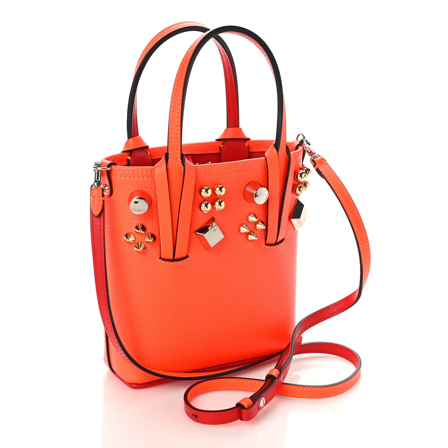 Christian Louboutin Calfskin Empire Spike Studded Mini North South Cabata Tote Sunrise Multicolor 3 of 8