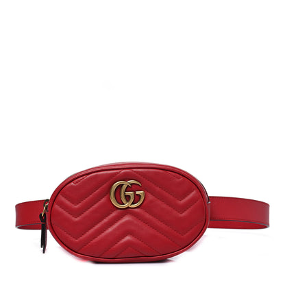 Gucci Calfskin Matelasse GG Marmont Belt Bag 75 30 Hibiscus Red 1 of 9