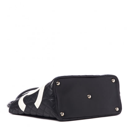 Chanel Calfskin Quilted Large Cambon Tote Black White 4 of 11