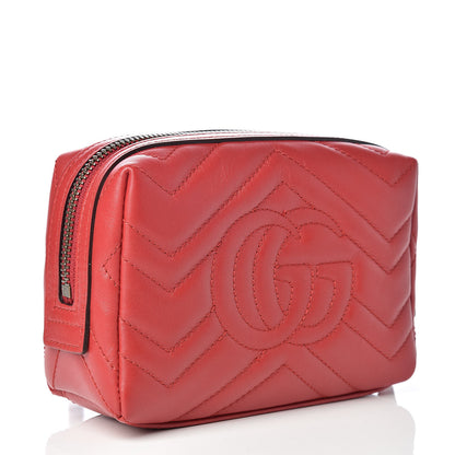 Gucci Calfskin Matelasse GG Marmont Cosmetic Case Hibiscus Red 3 of 8