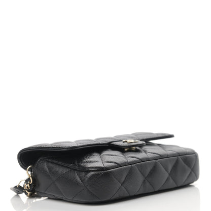 Chanel Caviar Quilted Flap Phone Holder With Chain Black 4 of 11