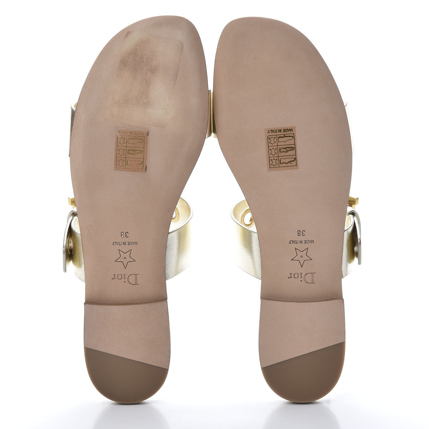 Christian Dior Laminated Calfskin D-Dior Slide Flat Sandals 38 Pale Gold 5 of 10