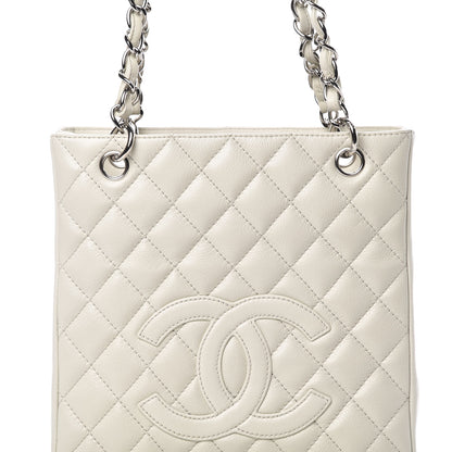 Chanel Caviar Quilted Petit Shopping Tote PST White 8 of 10
