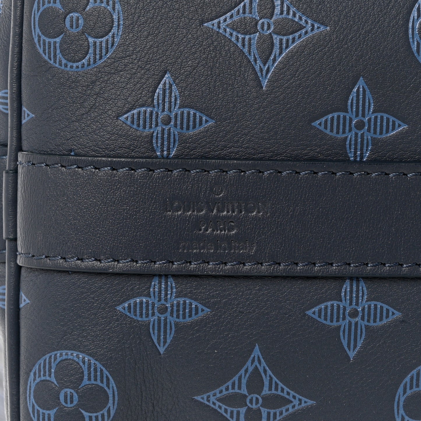 Calfskin Monogram Shadow Keepall Bandouliere 50 Navy