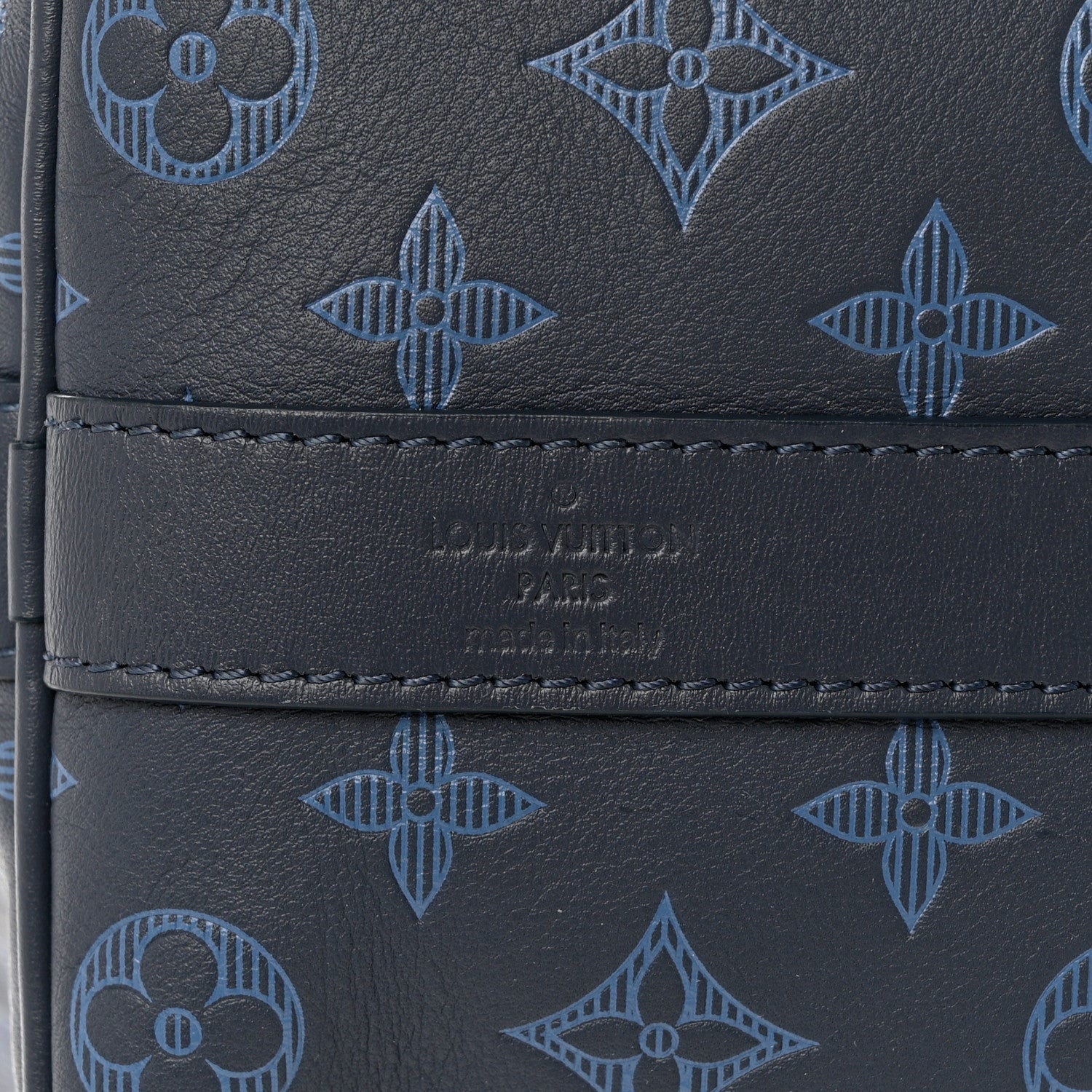 Louis Vuitton Calfskin Monogram Shadow Keepall Bandouliere 50 Navy 5 of 11
