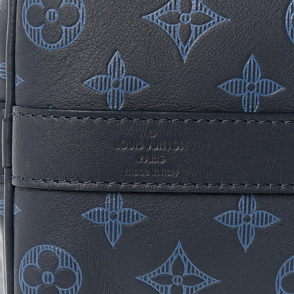 Louis Vuitton Calfskin Monogram Shadow Keepall Bandouliere 50 Navy 5 of 11