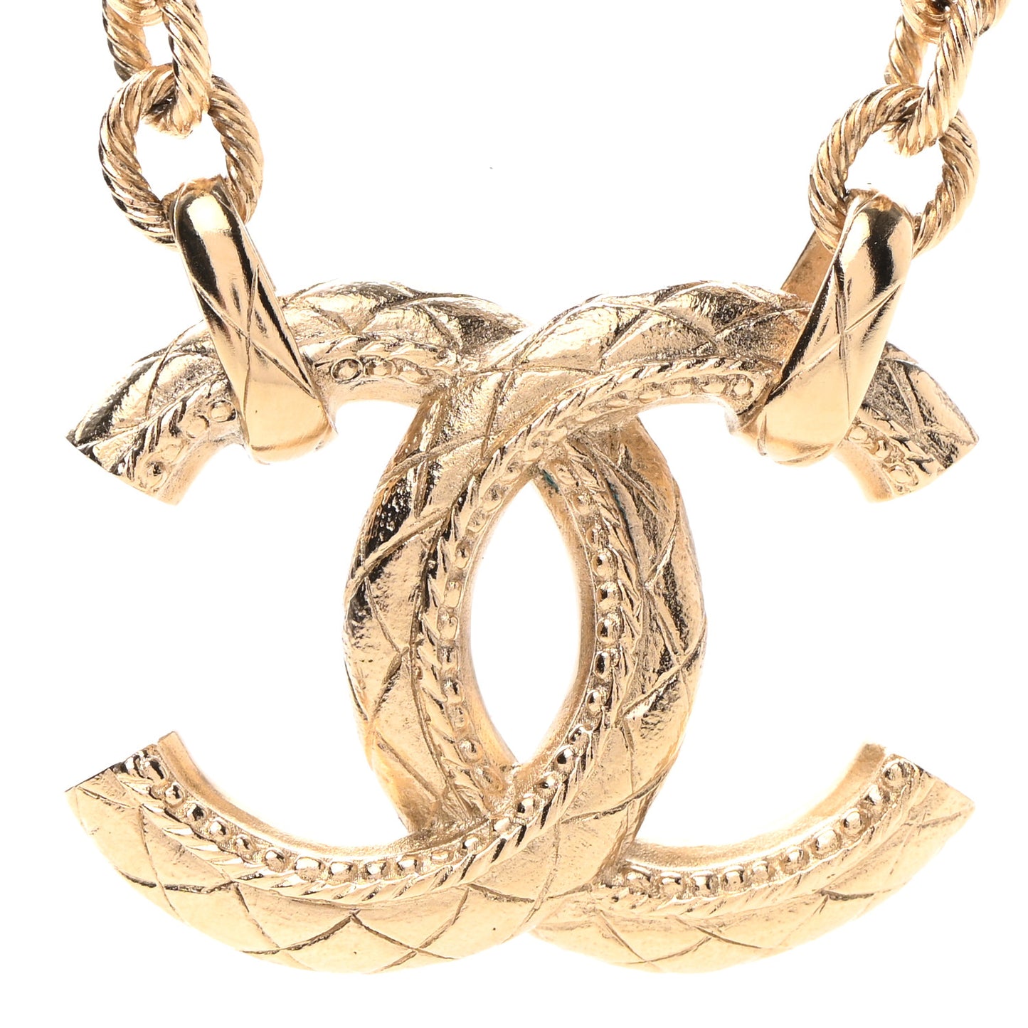 CC Pendant Chain Necklace Gold