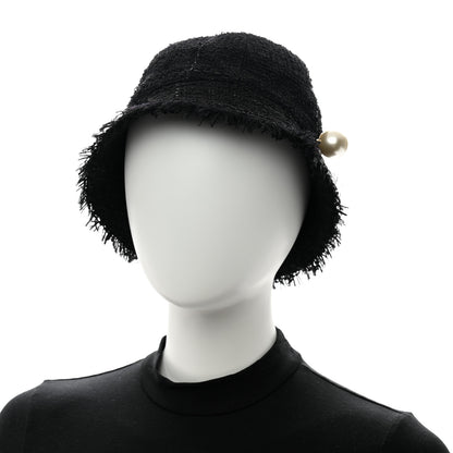 Chanel Tweed Pearl Bucket Hat 58 Black 2 of 9