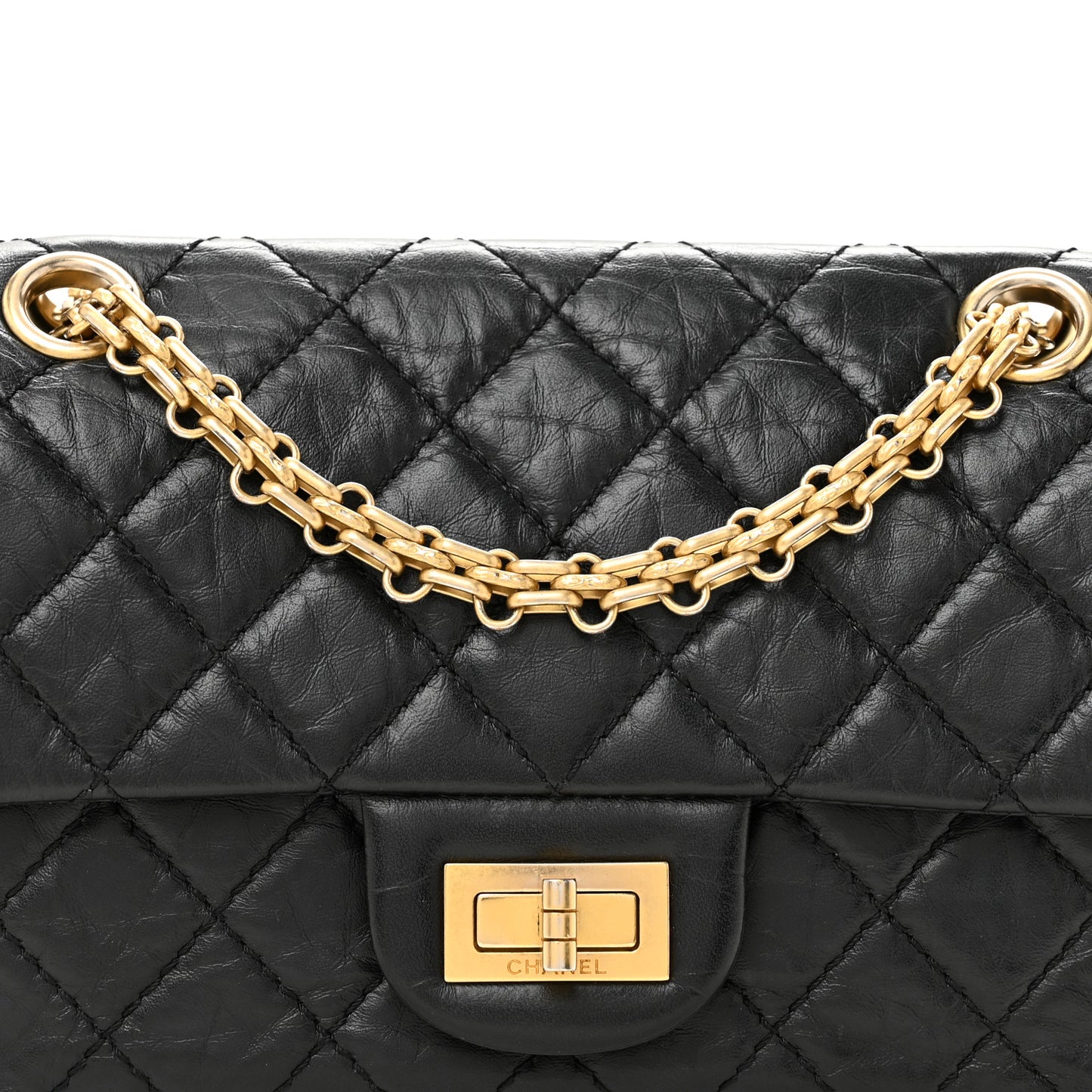 Aged Calfskin Quilted 2.55 Reissue Mini Flap Black