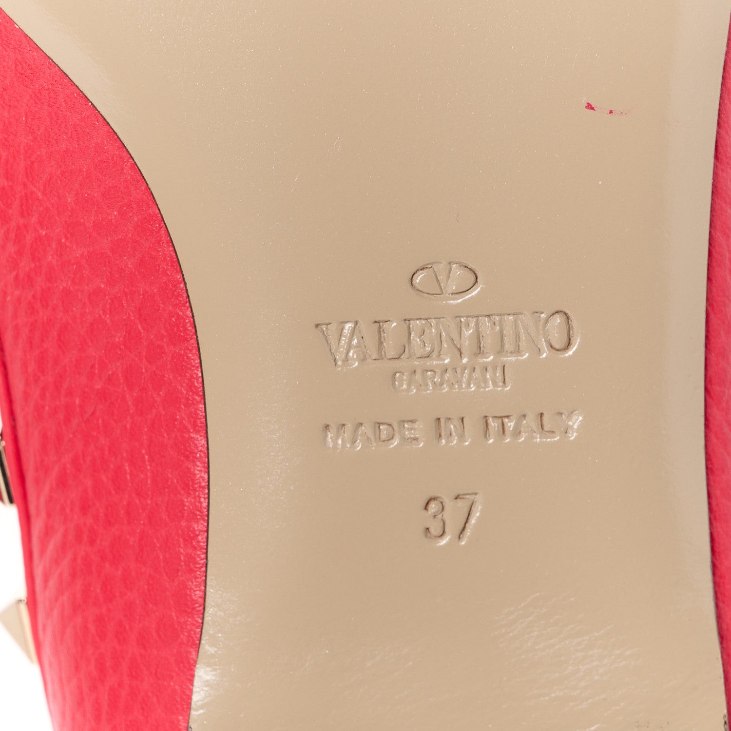 Valentino Garavani Pebbled Calfskin Rockstud Ballerina Flats 37 Fragola 6 of 9