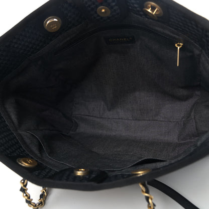 Chanel Straw Raffia Calfskin Chain Small Deauville Tote Black 4 of 8