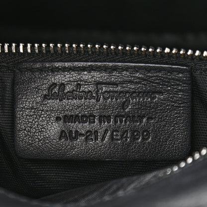 Salvatore Ferragamo Perforated Calfskin Patent Ginny Bow Crossbody Bag Black 7 of 15