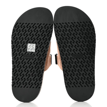 Hermes Suede Goatskin Womens Chypre Sandals 36 Rose Perle Black 5 of 10