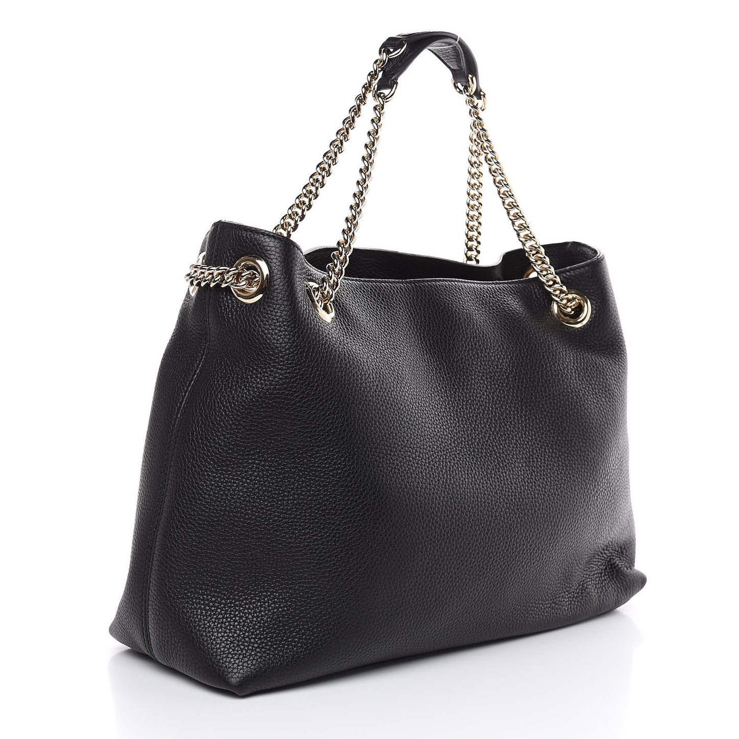 Pebbled Calfskin Medium Soho Chain Shoulder Bag Black