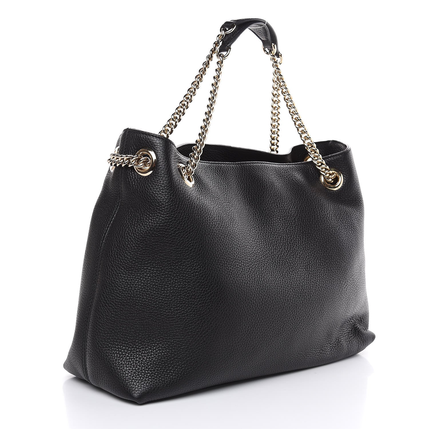 Gucci Pebbled Calfskin Medium Soho Chain Shoulder Bag Black 3 of 9