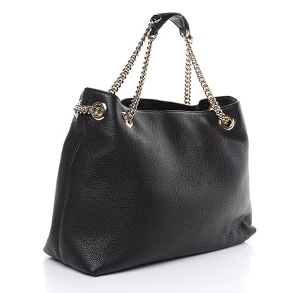 Gucci Pebbled Calfskin Medium Soho Chain Shoulder Bag Black 3 of 9