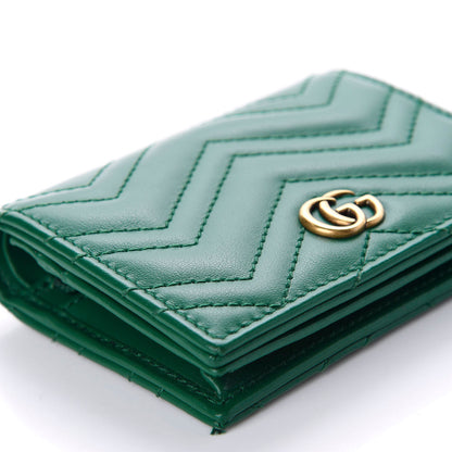 Gucci Calfskin Matelasse GG Marmont Card Case Wallet Emerald 6 of 10
