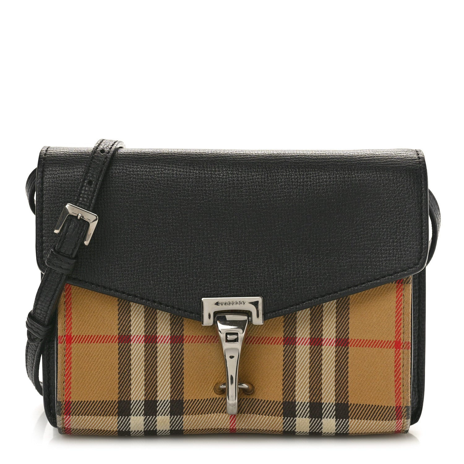 Burberry Derby Calfskin Vintage Check Small Macken Crossbody Bag Black 1 of 11