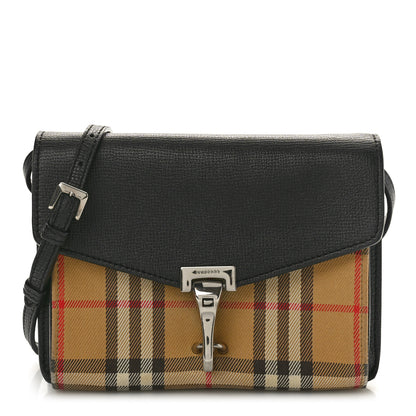 Burberry Derby Calfskin Vintage Check Small Macken Crossbody Bag Black 1 of 11