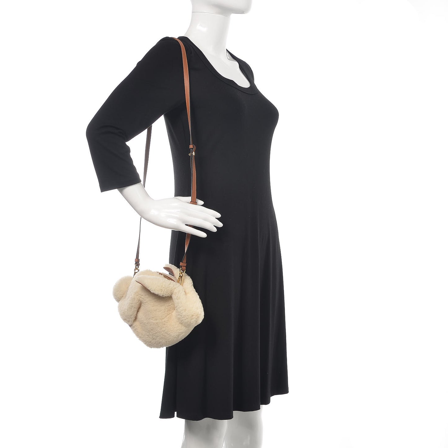 Shearling Mini Bunny Crossbody Bag Natural