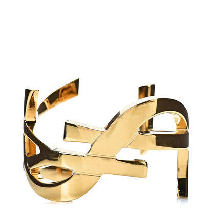 Saint Laurent Brass Monogram Medium Cuff Bracelet Gold 1 of 4
