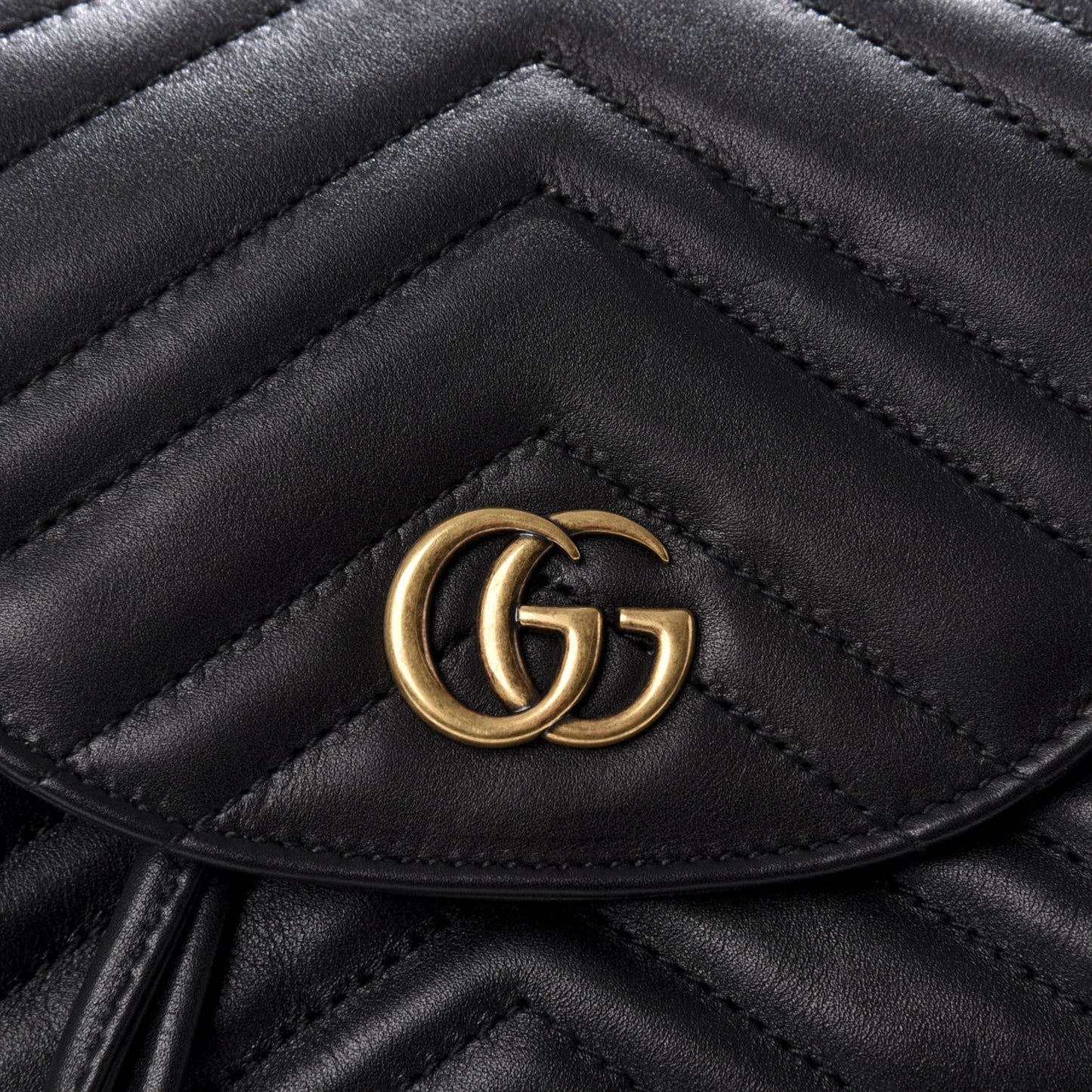 Calfskin Matelasse GG Marmont Flap Backpack Black