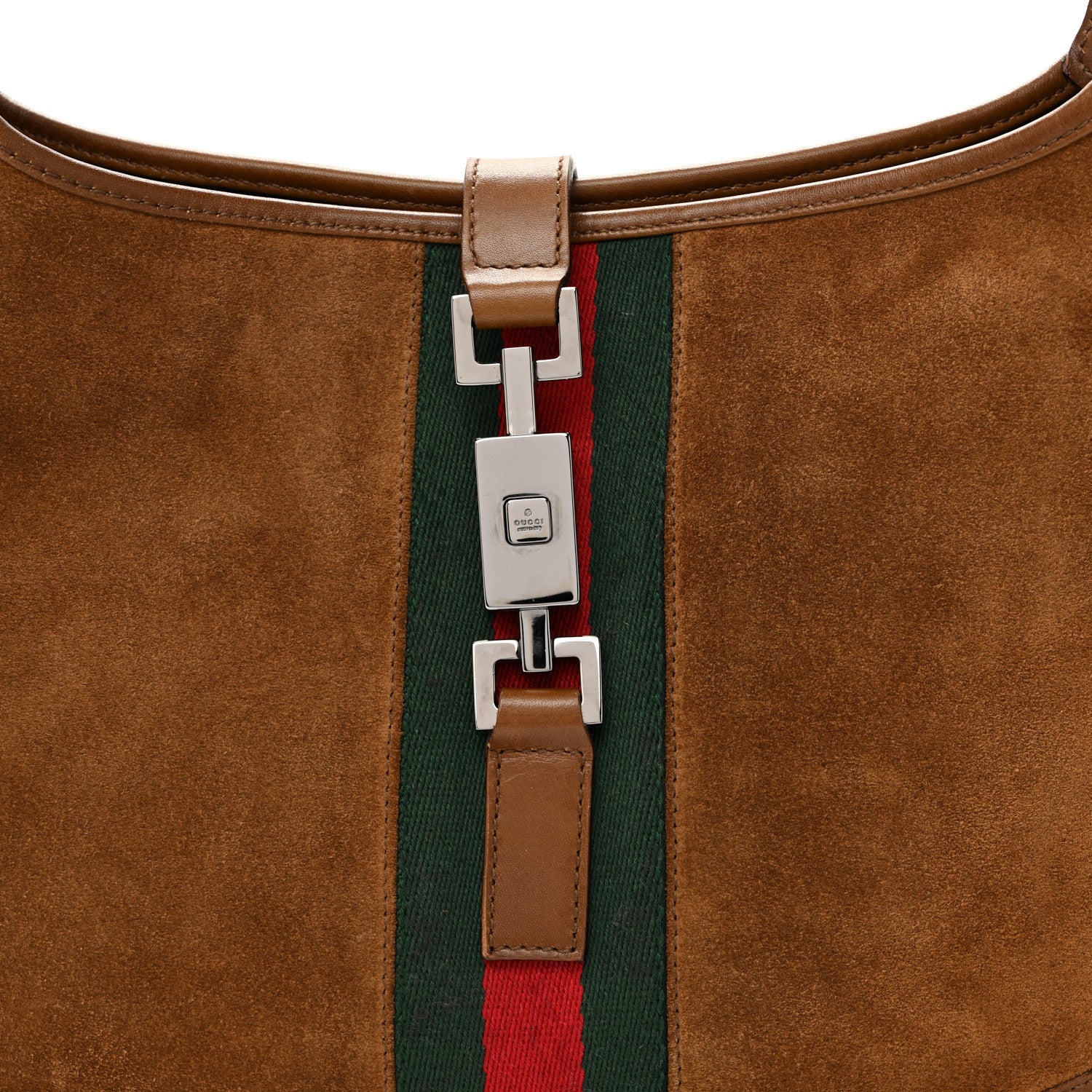 Gucci Suede Web Small Jackie O Hobo Light Brown 8 of 11