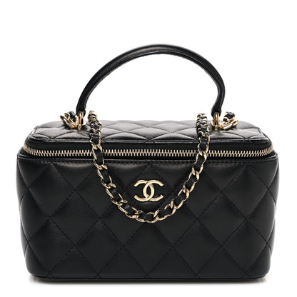 Chanel Lambskin Quilted Small Top Handle Vanity Case With Chain Black 1 of 10