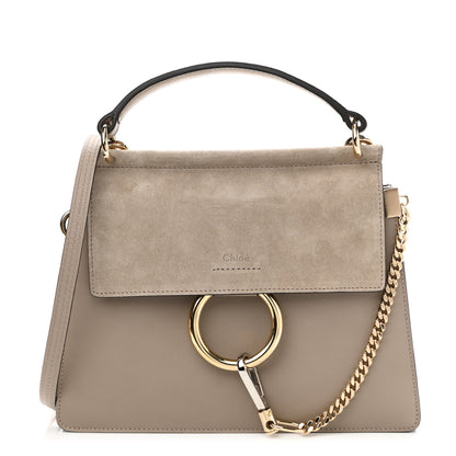 Chloe Suede Calfskin Small Faye Top Handle Bag Motty Grey 1 of 10