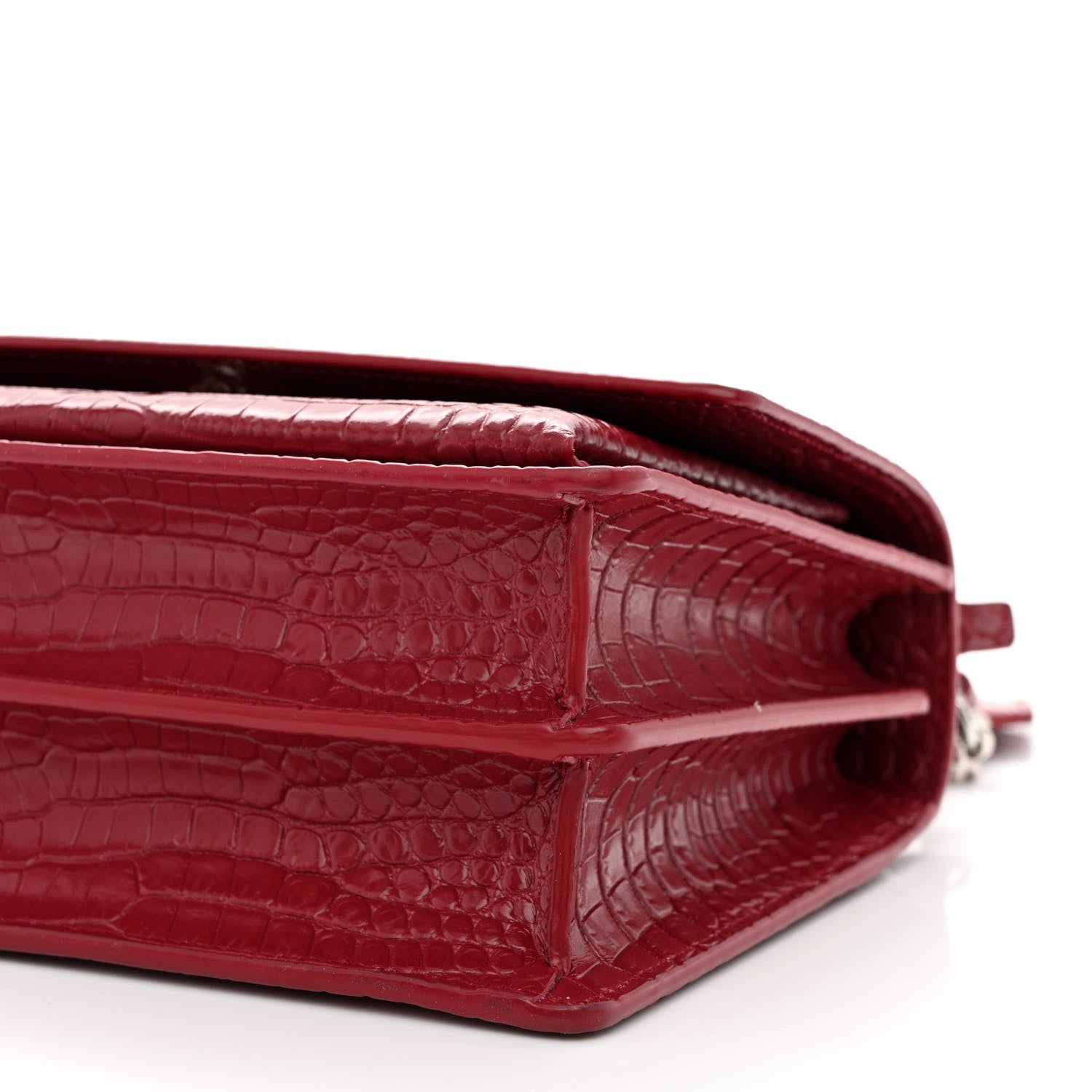 Saint Laurent Calfskin Crocodile Embossed Medium Monogram Sunset Palissandre 10 of 11
