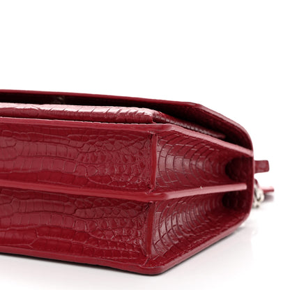 Saint Laurent Calfskin Crocodile Embossed Medium Monogram Sunset Palissandre 10 of 11