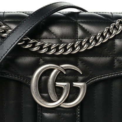 Gucci Calfskin Matelasse Aria Small GG Marmont Shoulder Bag Black 8 of 10