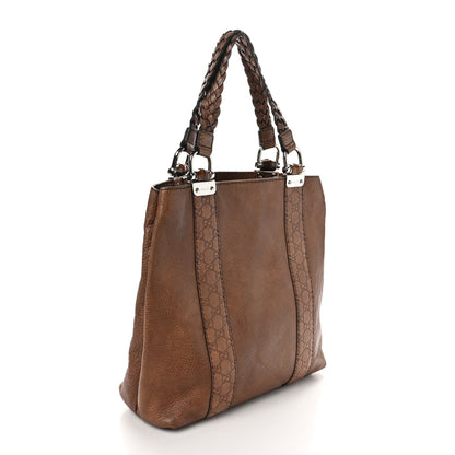 Gucci Pebbled Calfskin Large Bamboo Bar Tote Brown 3 of 11