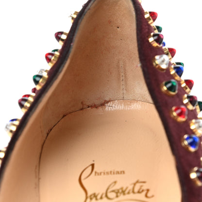Christian Louboutin Veau Velours Specchio Follies Cabo 100 Pumps 39 Lie De Vin Multi Gold 7 of 11